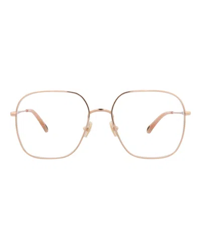 Pre-owned Chloé Women's Chloe Squareframe Metal Optical Frames In Gold Gold Transparent (ch0023o/30009875/002)