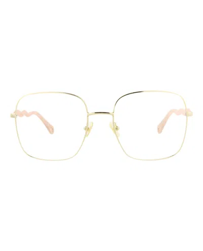 Pre-owned Chloé Women's Chloe Squareframe Metal Optical Frames In Gold Pink (ch0056o/30011442/003)
