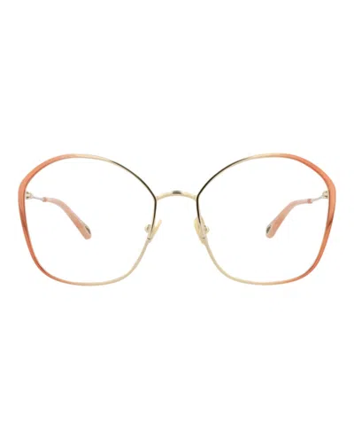 Pre-owned Chloé Women's Chloe Squareframe Metal Optical Frames In Nude Nude Transparent (ch0017oa/30009909/003)