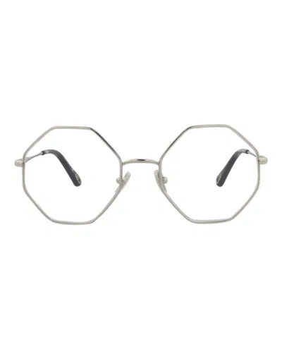 Pre-owned Chloé Women's Chloe Squareframe Metal Optical Frames In Silver Silver Transparent (ch0022o/30009816/006)