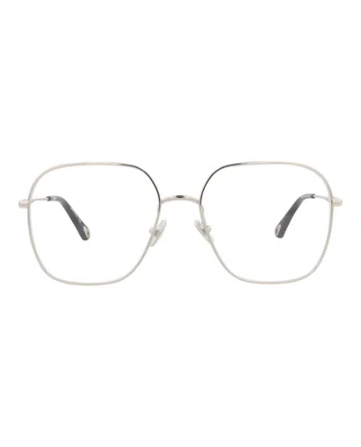 Pre-owned Chloé Women's Chloe Squareframe Metal Optical Frames In Silver Silver Transparent (ch0023o/30009875/003)