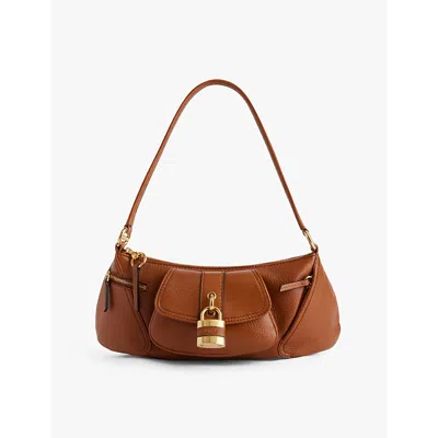 CHLOÉ WOMENS CLAY BROWN THE 99 PADLOCK-EMBELLISHMENT LEATHER SHOULDER BAG