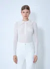 Chloé Lace-collar Superfine Wool Rib Knit Top In White