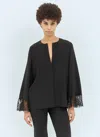 Chloé Women Collarless Fluid Blouse In Black