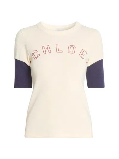 Chloé Women's Colorblocked Logo T-shirt In Neutral