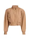 Chloé Ruched Short Cotton Poplin Jacket In Reef Shell In Black
