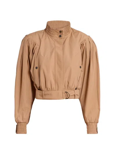 Chloé Ruched Short Cotton Poplin Jacket In Reef Shell In Multi