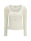Chloé Women Cotton Jersey Henley T-shirt In White