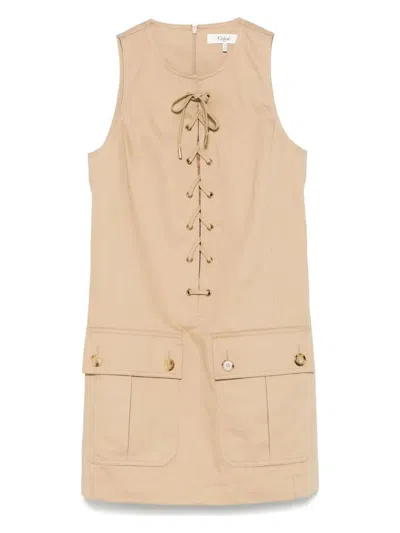 Chloé Women's Cotton Satin Dress In Neutral