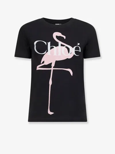 Chloé Baby Fit Flamingo-print Cotton Jersey T-shirt In Black