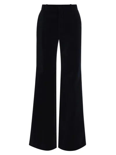 Chloé Women's Cotton Velvet Flared Pants In Blue