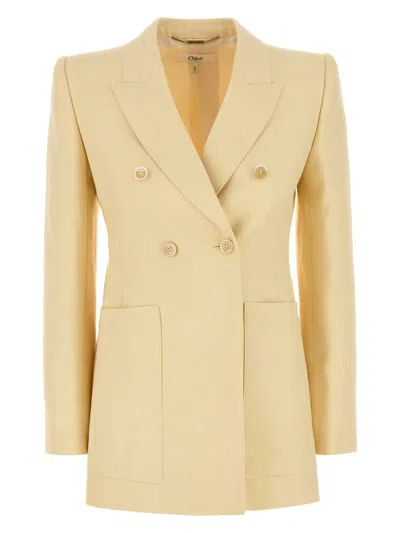 CHLOÉ WOMEN'S CREAM HEMP BLEND BLAZER
