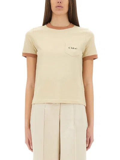 CHLOÉ CHLOE' WOMEN CREWNECK T-SHIRT WITH LOGO