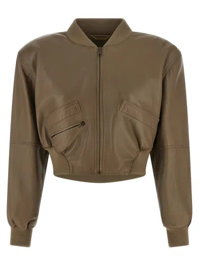 Chloé Women's Cropped Bomber Jacket In Brown