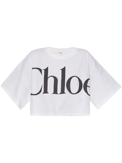 Chloé Chloe Women Cropped Boxy Logo T-shirt