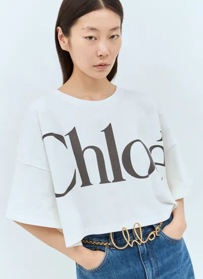 Chloé Women Cropped Boxy Logo T-shirt In White