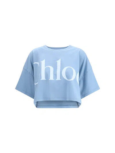 Chloé Women Cropped T-shirt In Blue