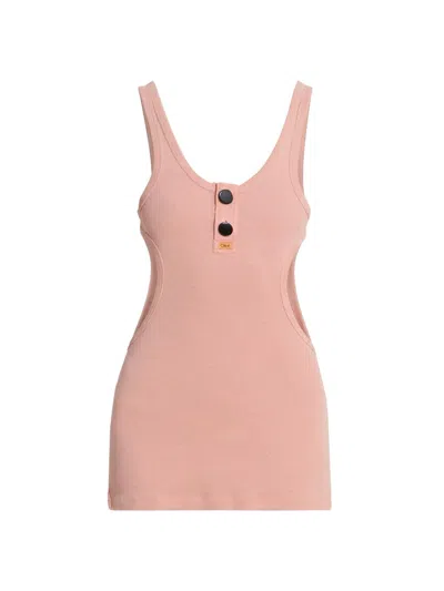 Chloé Women's Cut-out Embroidered Cotton Tank In Coral Sand