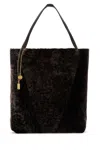 Chloé Chloe Women Dark Brown Shearling Large Chloã¨ Spin Shopping Bag In Brown