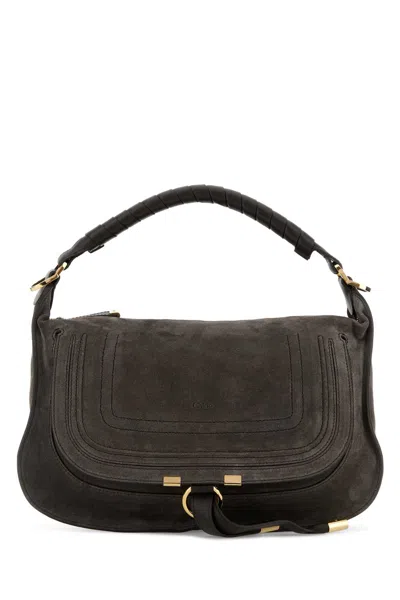 Chloé Chloe Women Dark Brown Suede Small Marcie Shoulder Bag