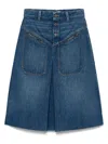 Chloé Denim Knee-length Skirt With Front Box Pleat In Blue