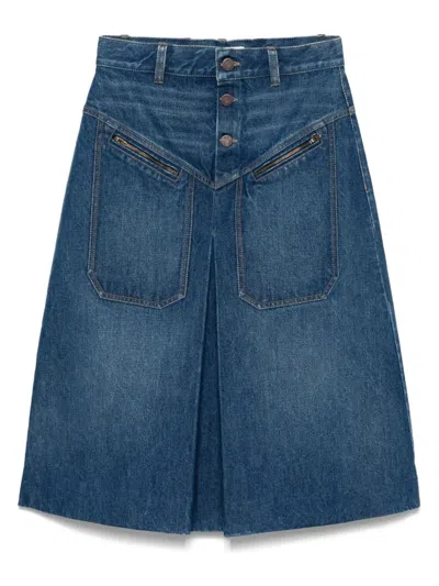 CHLOÉ CHLOE WOMEN DENIM MIDI SKIRT