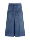 Chloé Knee-length Skirt In Washed Blue Denim Women In Blue