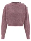 Chloé Cropped Mock-neck Sweater In A Merino Wool Knit In Pink