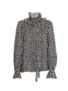 Chloé Women Black Blouse With High Neck And All-over Polka Dot Motif In Silk Woman In Multi