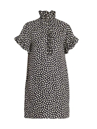 Chloé Women's Dot Ruffle Silk Minidress In Animal Print