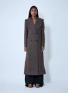 Chloé Women Double-breasted Check Wool Coat In Brown