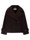 Chloé Women Violet Double-breasted Jacket With Wide Notched Revers And Dropped Shoulders In Wool Ble In Burgundy