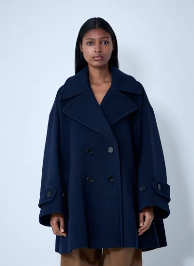 Chloé Women Double-breasted Wool-blend Coat In Blue