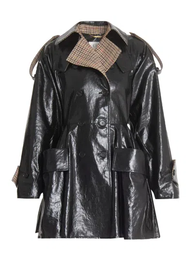 Chloé Women's Double-breasted Linen Riding Coat In Black