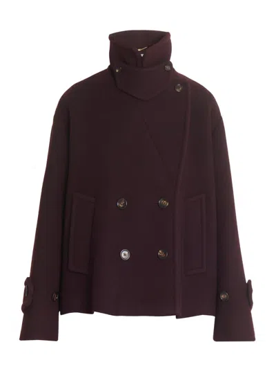 Chloé Women's Double-breasted Wool-blend Coat In Burgundy