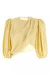 Chloé Draped Wrap-effect Cropped Silk-satin Blouse