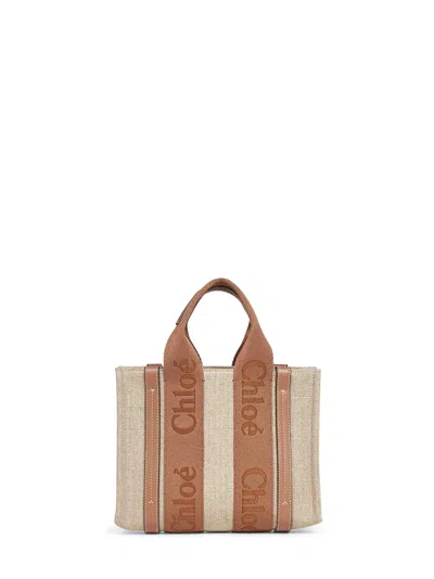 Chloé Women Dusty Tan Woody Small Tote Bag In Multi