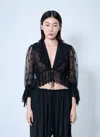 Chloé Women Embroidered Lace Ruffle Top In Black