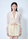 Chloé Women Embroidered Lace Ruffle Top In Neutral