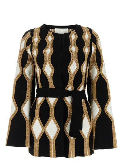 CHLOÉ WOMEN'S EMBROIDERED WOOL BLEND CARDIGAN