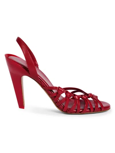 Chloé Estra 100 Braided Leather Slingback Sandals In Red