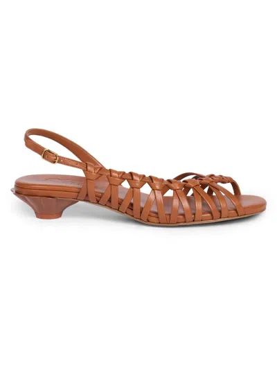 Chloé Estra Asymmetric Knotted Leather Sandals In Brown