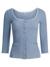Chloé Fitted Cardigan With Plunging Neckline Knitwear Light Blue In Blue