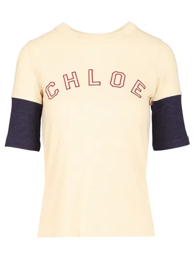 Chloé Chloe' Women Fitted Logo T-shirt In Neutral