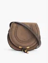 Chloé Chloe Womens Flannel Grey Marcie Small Saddle Suede Crossbody Bag In Flannel Grey