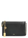 Chloé Women's Flap Wallet With Gold Zip Chain In Black
