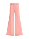Chloé Cotton High Waist Flared Trousers With Back Pockets