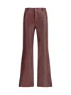Chloé Women Flared Lambskin Leather Trousers In Multi