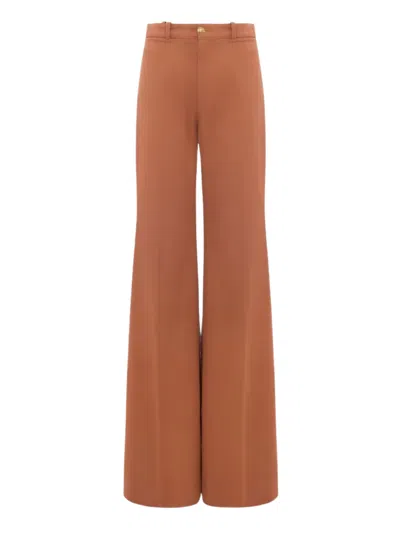 Chloé High Waist Wide Leg Tailored Trousers In Brown