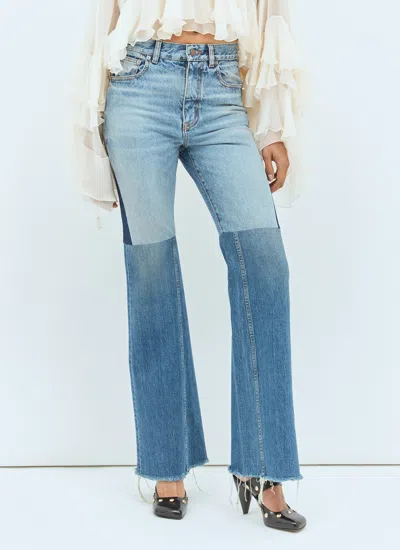 Chloé Flared Patchwork Jeans In Blue